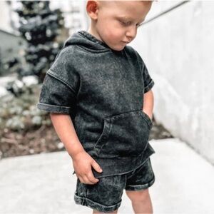 NWT Little Bipsy Acid Washed Short Sleeve Hoodie